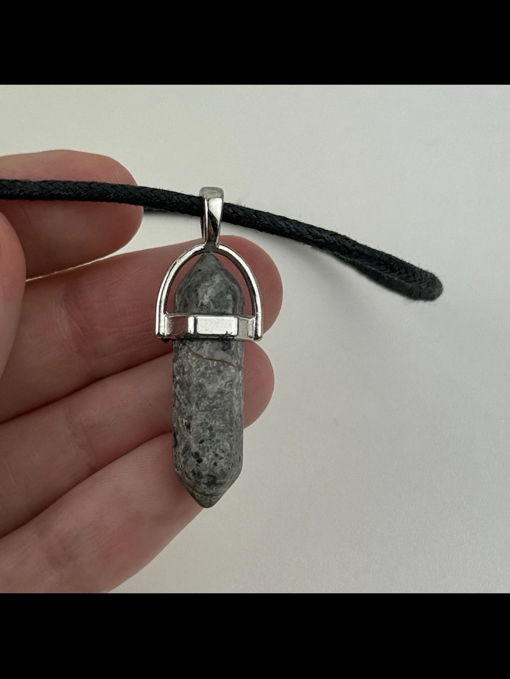 OOAK Gray Picasso Picture Jasper Point Pendant Necklace Crazy Lace Map Gemstone!